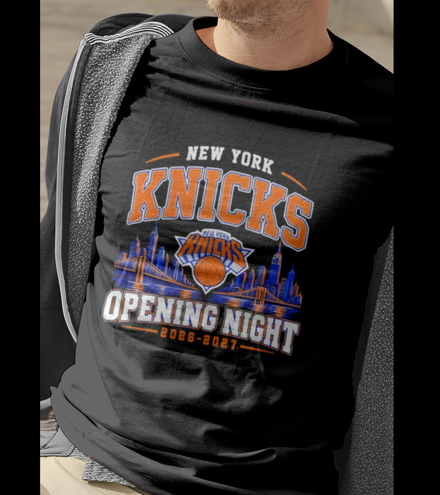 New York Knicks 2026 2027 Opening Night Basketball City Skyline T-Shirt