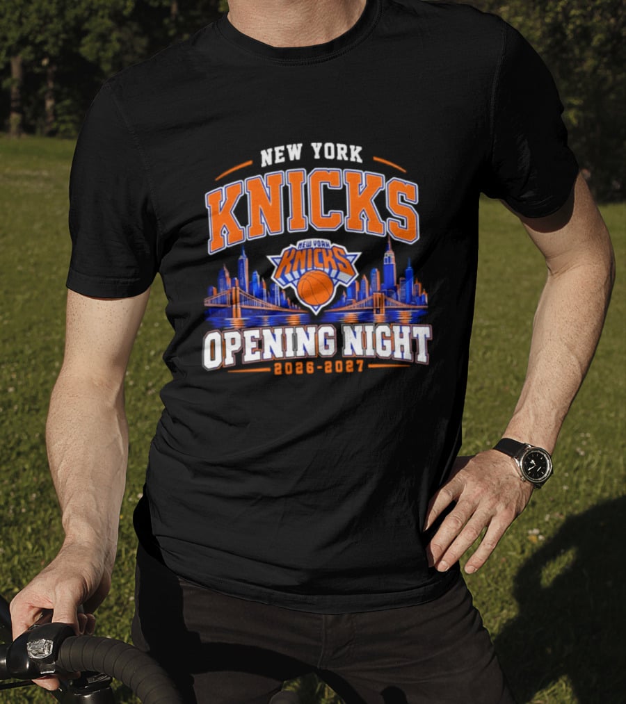 New York Knicks 2026 2027 Opening Night Basketball City Skyline T-Shirt