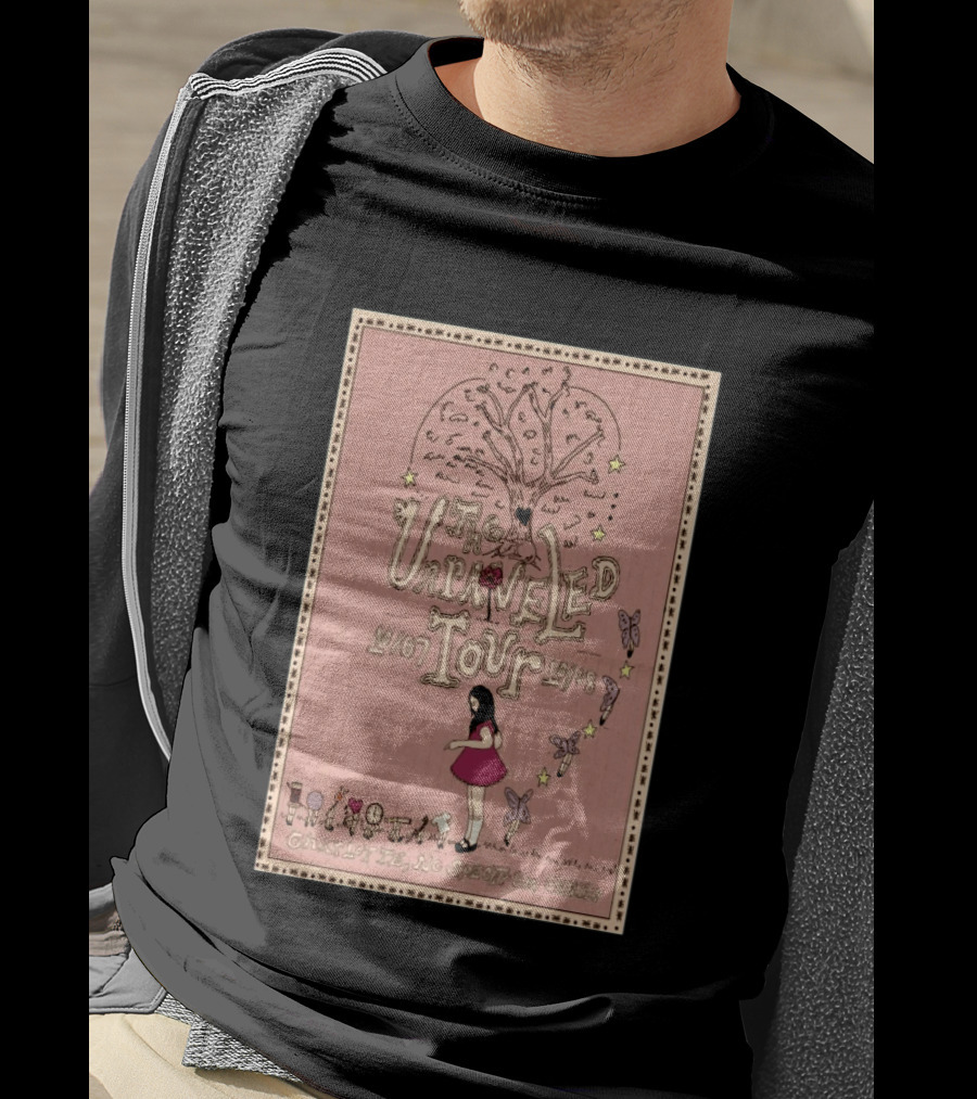 Olivia Rodrigo The Unraveled Tour Charlotte October 7 8 2026 Limited Concert Vintage Pink Design With Tree Butterflies Stars T-Shirt