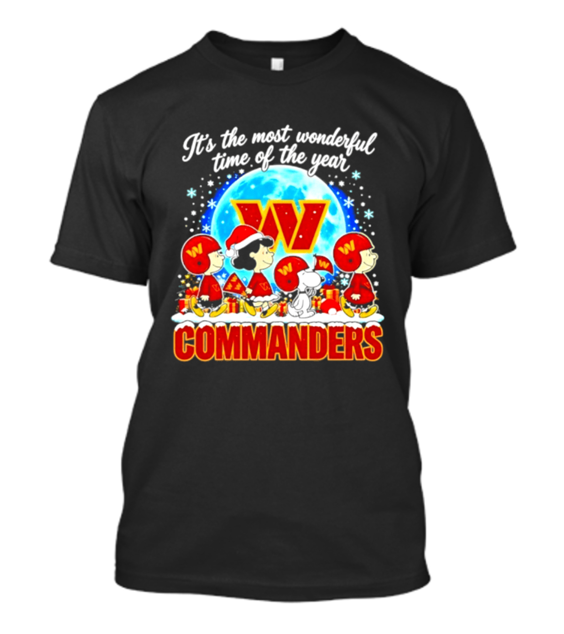 Peanuts Washington Commanders 2026 Christmas It's The Most Wonderful Time Of The Year T-Shirt