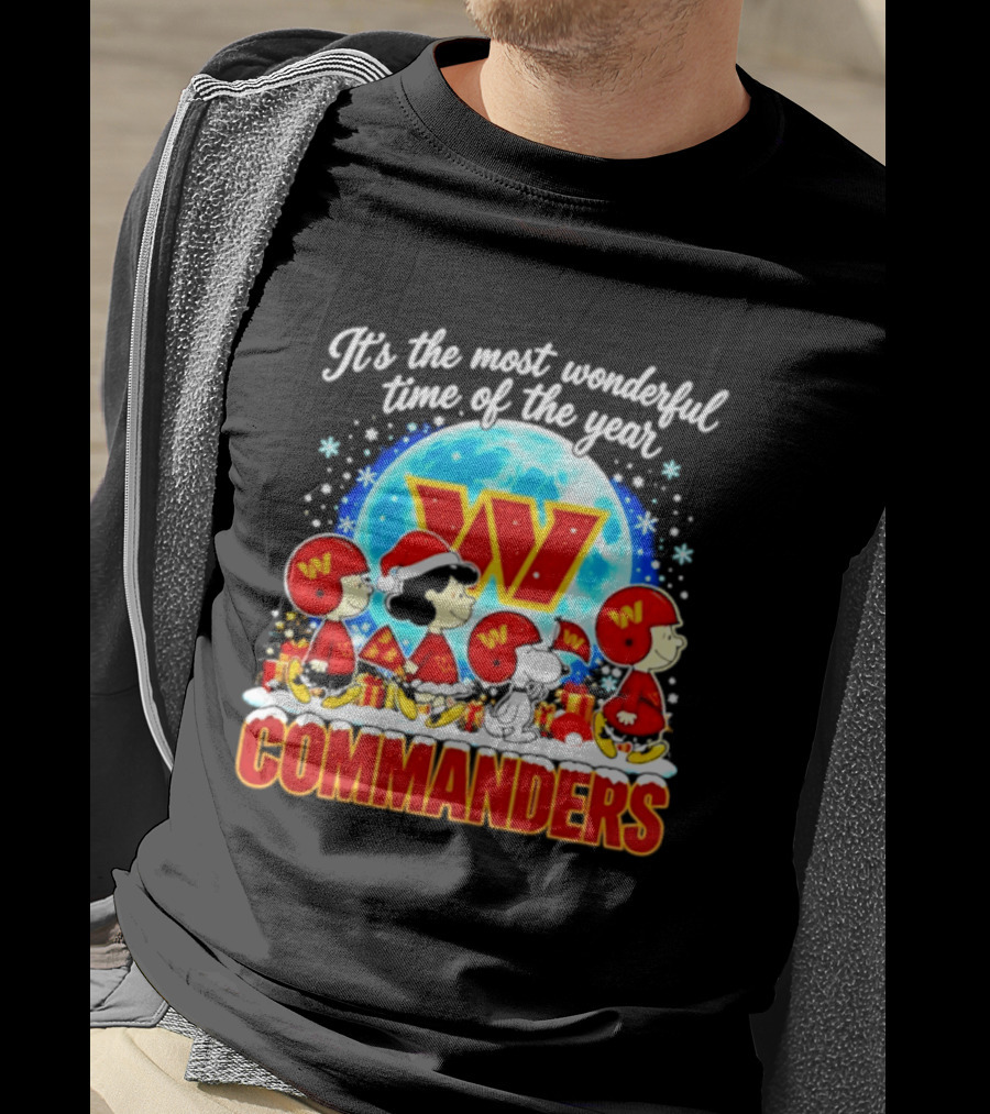 Peanuts Washington Commanders 2026 Christmas It's The Most Wonderful Time Of The Year T-Shirt