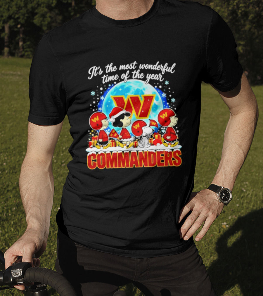 Peanuts Washington Commanders 2026 Christmas It's The Most Wonderful Time Of The Year T-Shirt