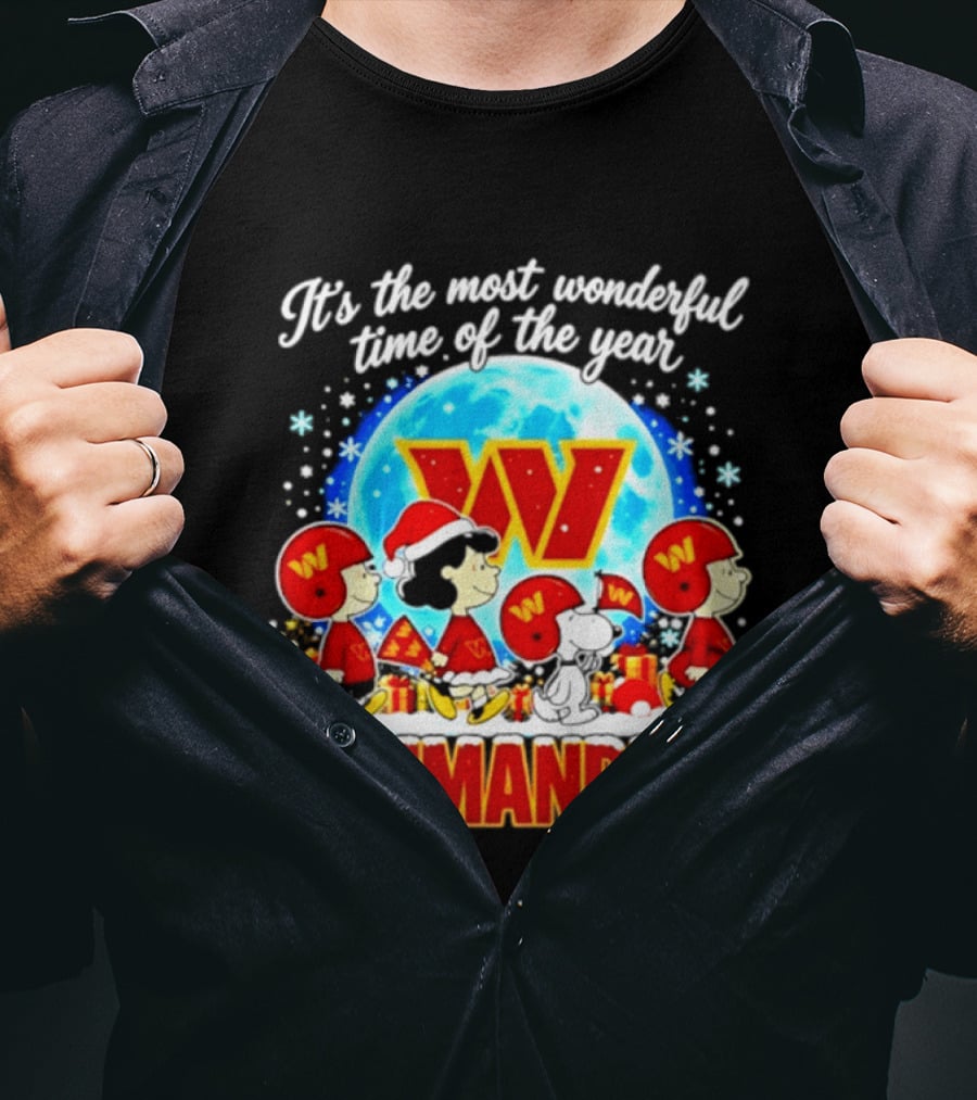Peanuts Washington Commanders 2026 Christmas It's The Most Wonderful Time Of The Year T-Shirt