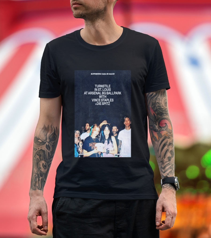 Turnstile St. Louis Arsenal BG Ballpark Vince Staples Die Spitz October 2026 Supporting Casa De Salud Missouri T-Shirt