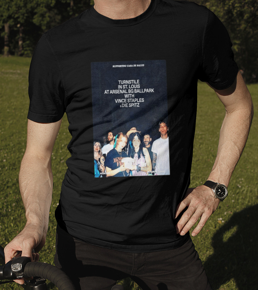 Turnstile St. Louis Arsenal BG Ballpark Vince Staples Die Spitz October 2026 Supporting Casa De Salud Missouri T-Shirt