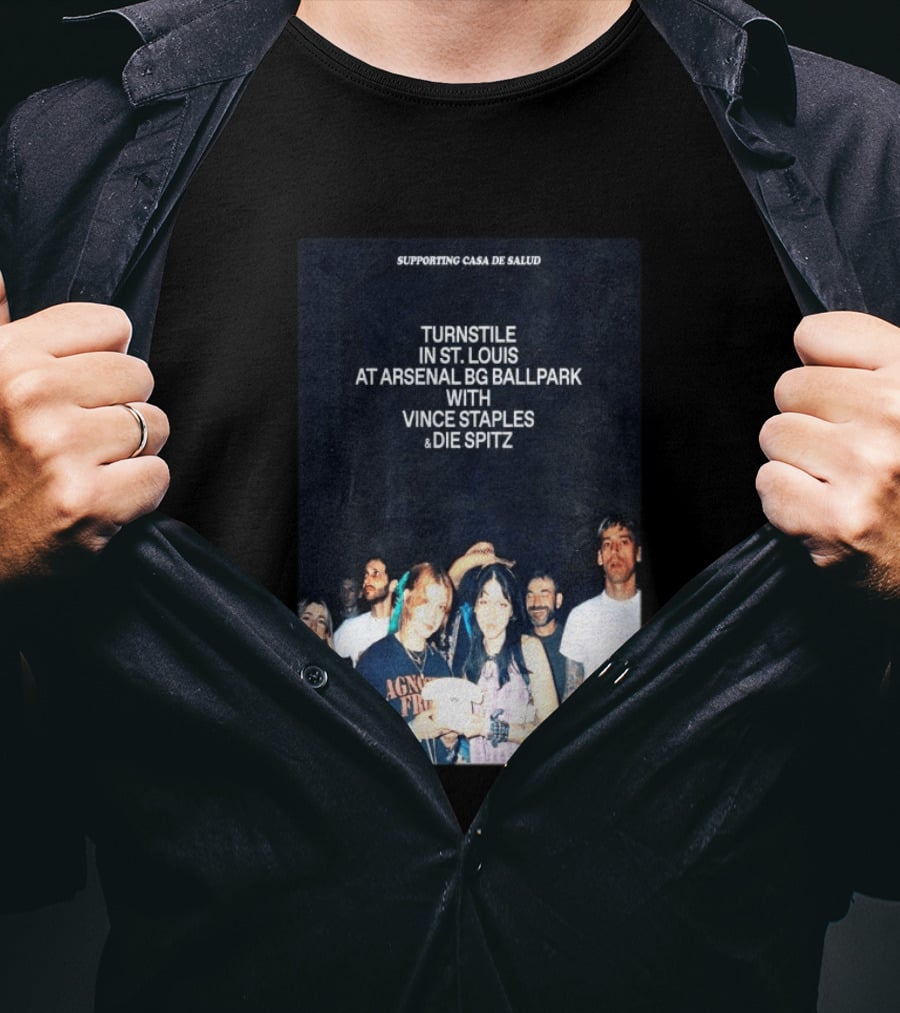 Turnstile St. Louis Arsenal BG Ballpark Vince Staples Die Spitz October 2026 Supporting Casa De Salud Missouri T-Shirt