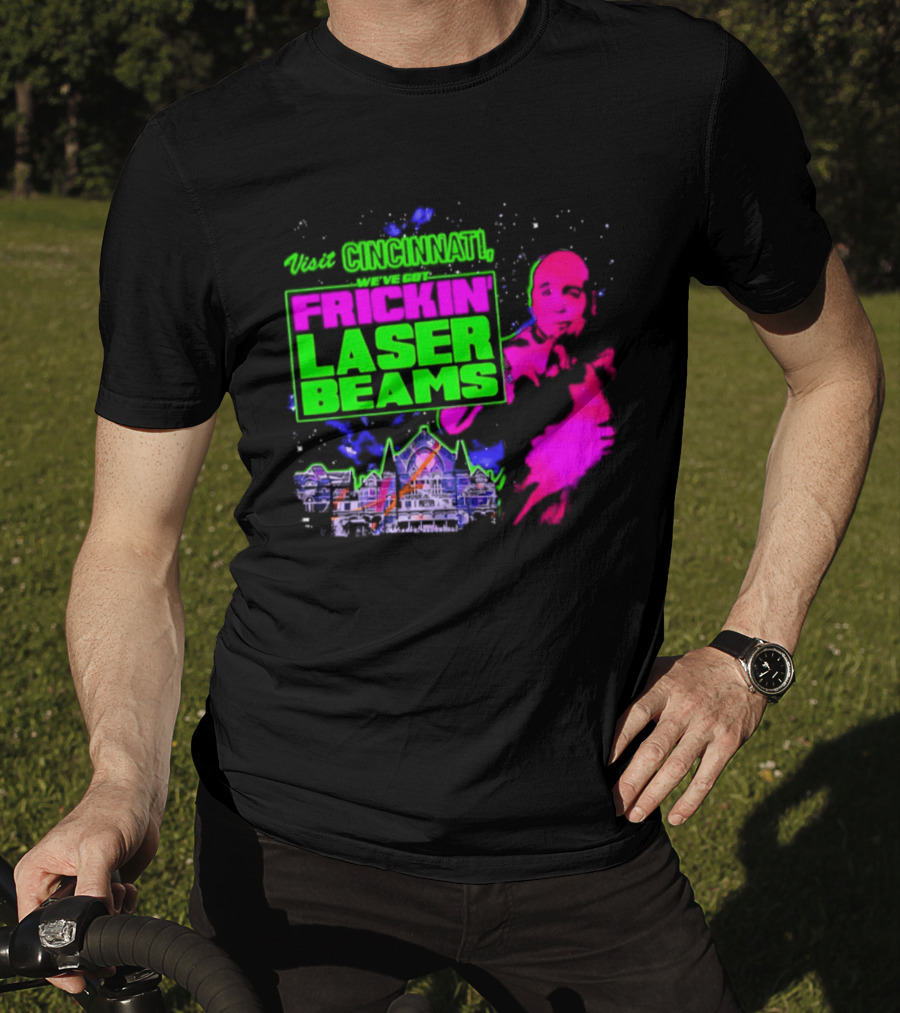 Visit Cincinnati Frickin' Laser Beams Retro Neon T-Shirt