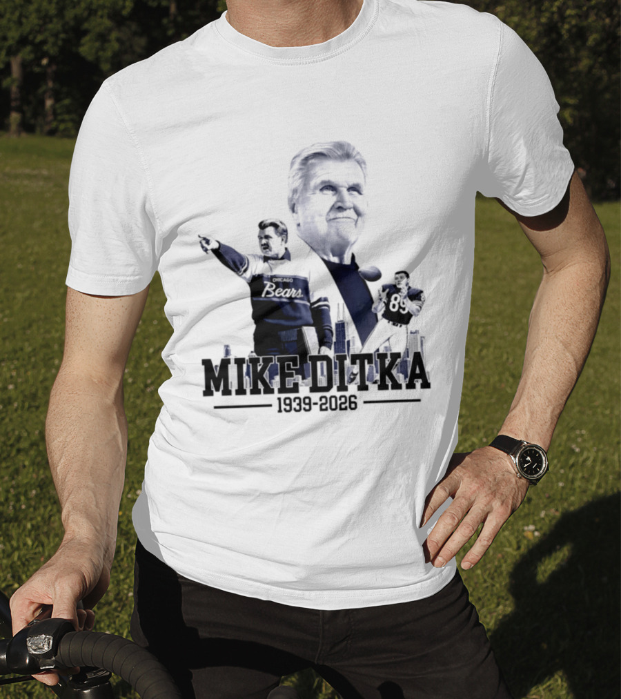 Mike Ditka Da Coach Chicago Bears In Loving Memory 1939 2026 City Skyline T-Shirt