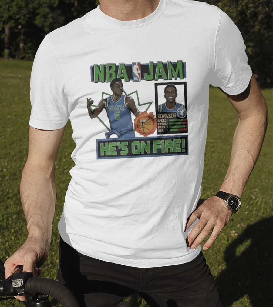 NBA Jam Wolves Edwards He's On Fire 2026 T-Shirt