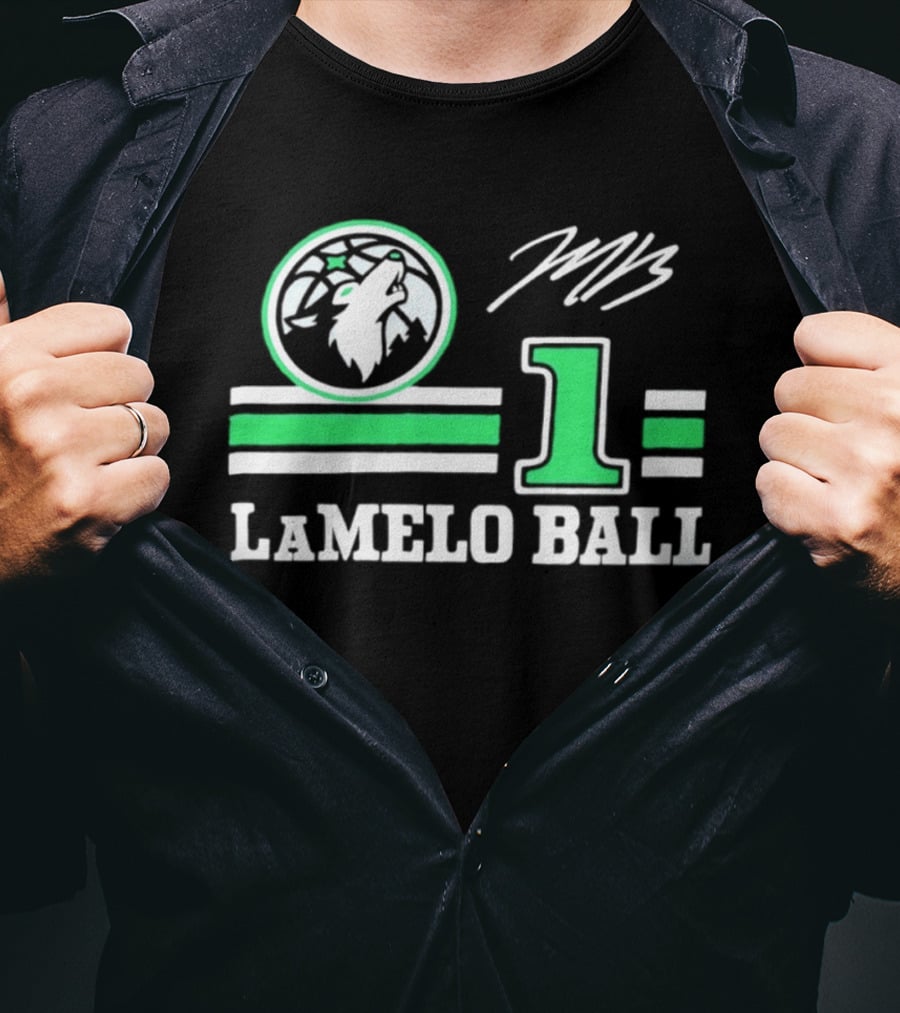 LaMelo Ball 1 Timberwolves Logo MB Signature NBA Basketball T-Shirt