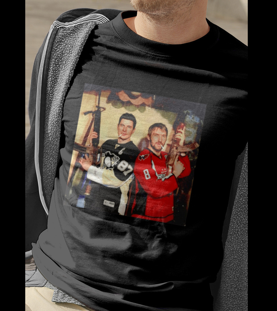 Legend Hockey Alex Ovechkin Sidney Crosby Cigar Guns Penguins Capitals T-Shirt
