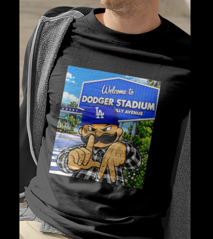 Welcome To Dodger Stadium Sunset Billy Avenue LA Dodgers Cholo T-Shirt