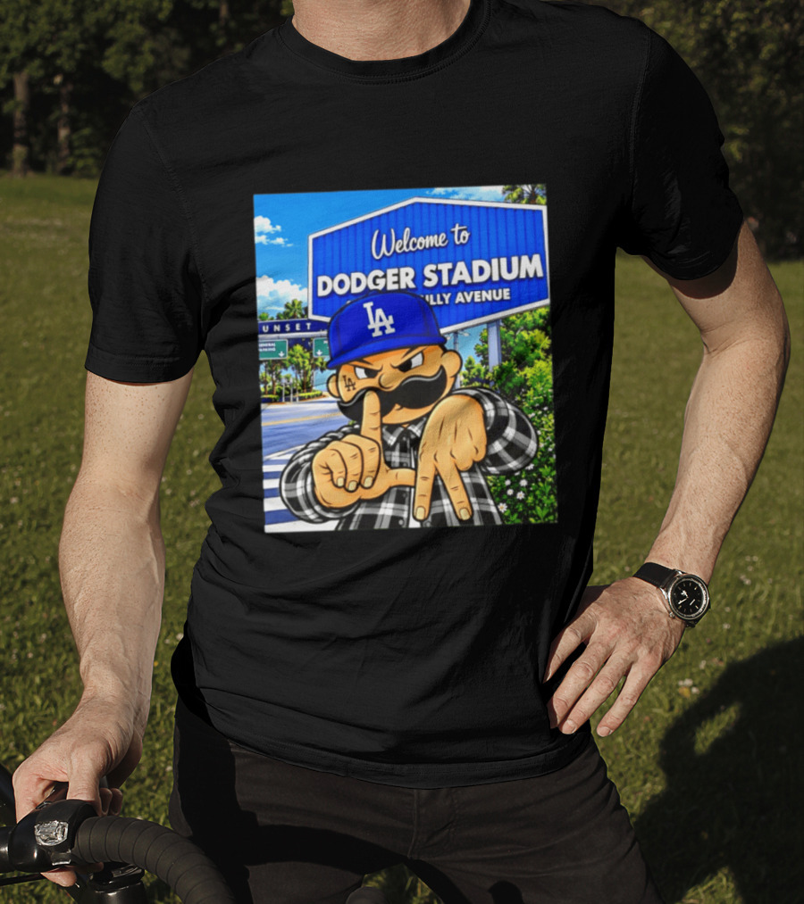Welcome To Dodger Stadium Sunset Billy Avenue LA Dodgers Cholo T-Shirt