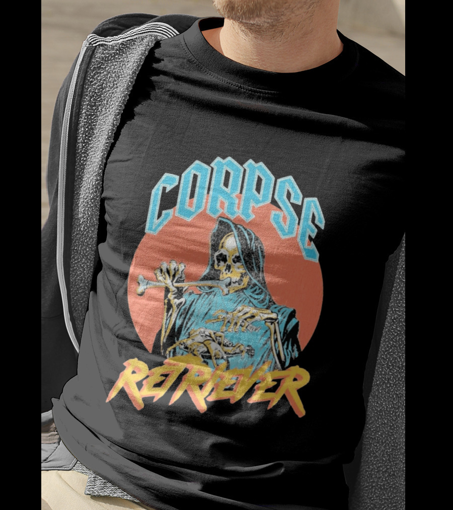 Corpse Retriever Skeleton With Hood And Bone T-Shirt