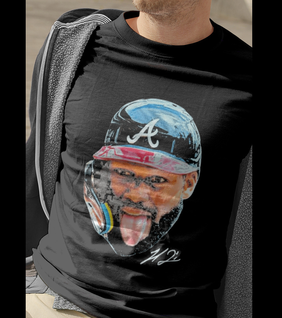 Michael Harris II Atlanta Braves Big Head Icon Signature T-Shirt
