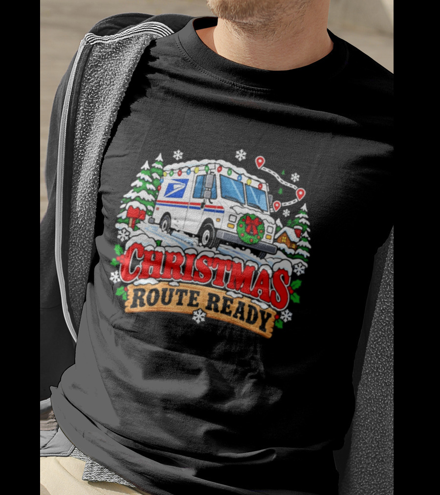 USPS Christmas Route Ready 2026 Delivery Truck Holiday Season T-Shirt