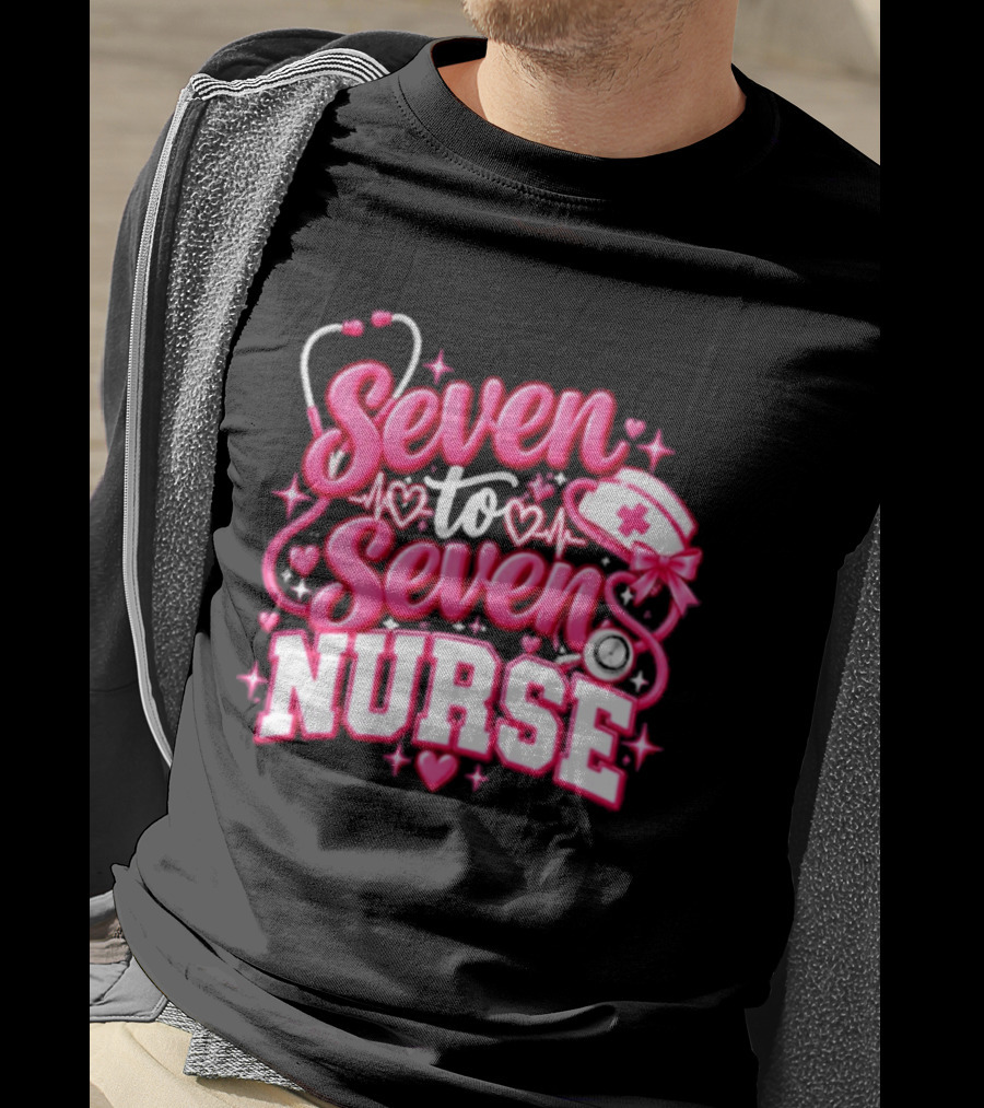 Seven To Seven Nurse Heartbeat And Stethoscope T-Shirt