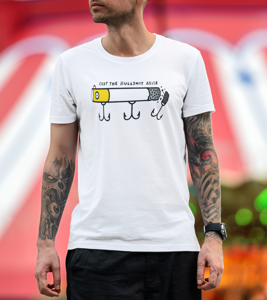 Cast The Bullshit Aside Smoking Fishing Hook T-Shirt