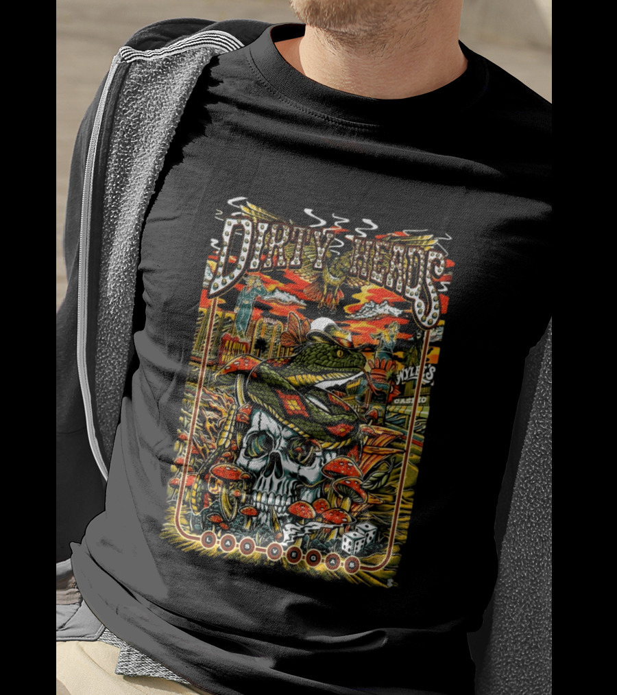 Dirty Heads Las Vegas 2026 Event With Snake Skull And Neon Lights T-Shirt