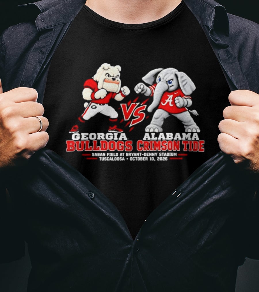 Georgia Bulldogs Alabama Crimson Tide NCAA Football October 13 2026 T-Shirt