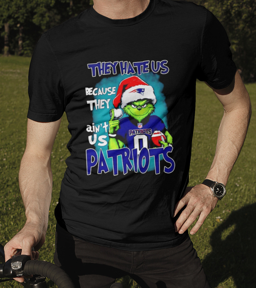 New England Patriots Grinch Santa 2026 They Hate Us Because They Ain't Us T-Shirt