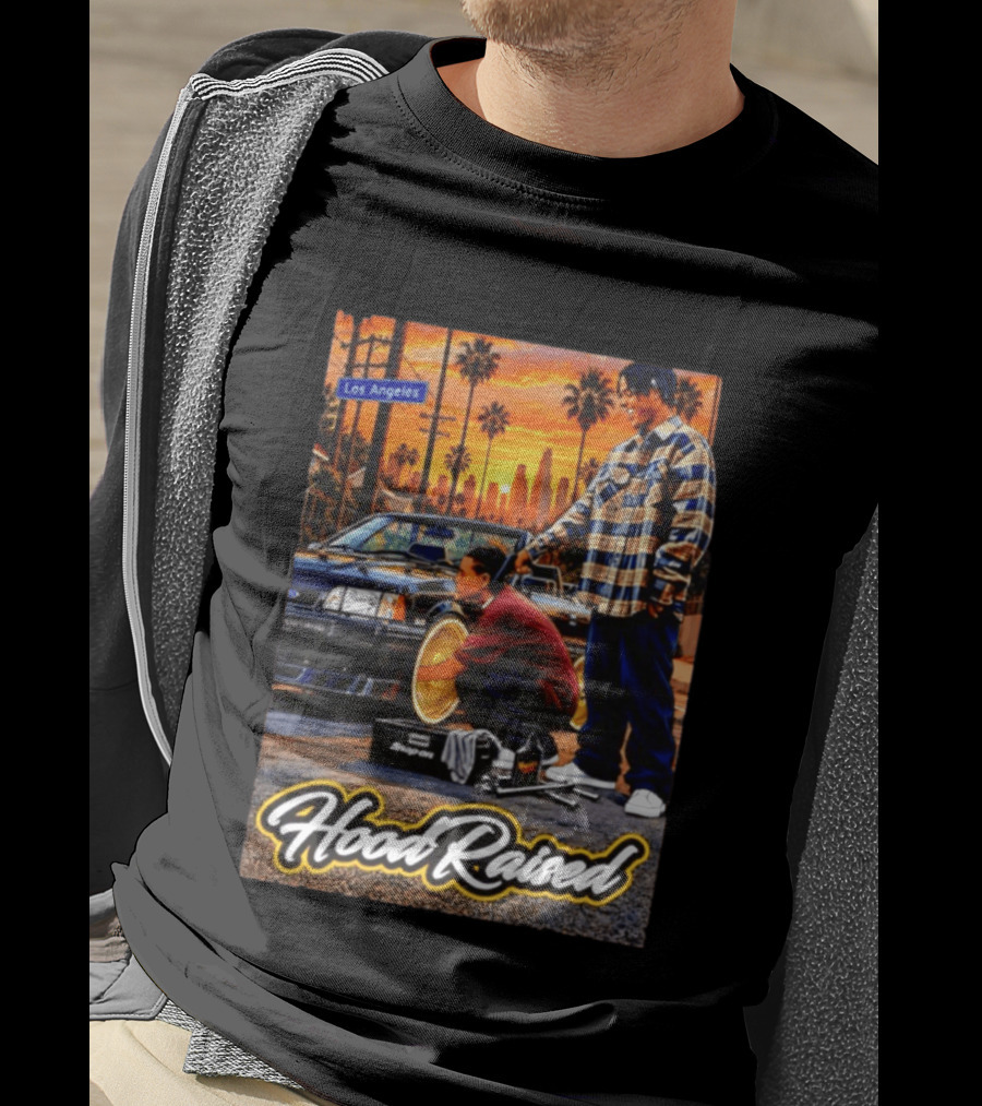 Hood Raised Los Angeles Ford Mustang Enthusiast Scene T-Shirt