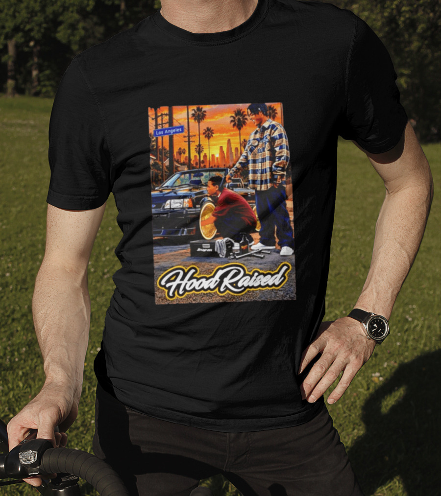 Hood Raised Los Angeles Ford Mustang Enthusiast Scene T-Shirt