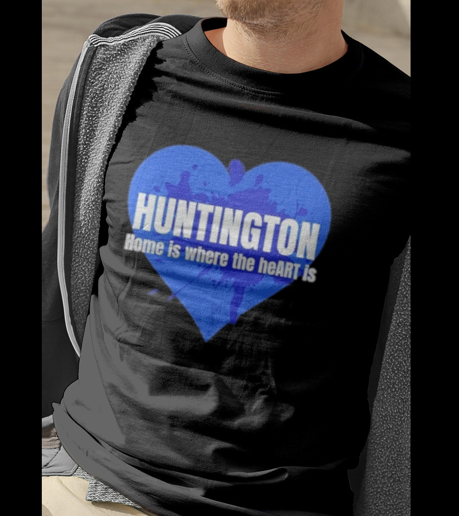 Huntington Home Is Where The Heart Is Blue Paint Splatter T-Shirt
