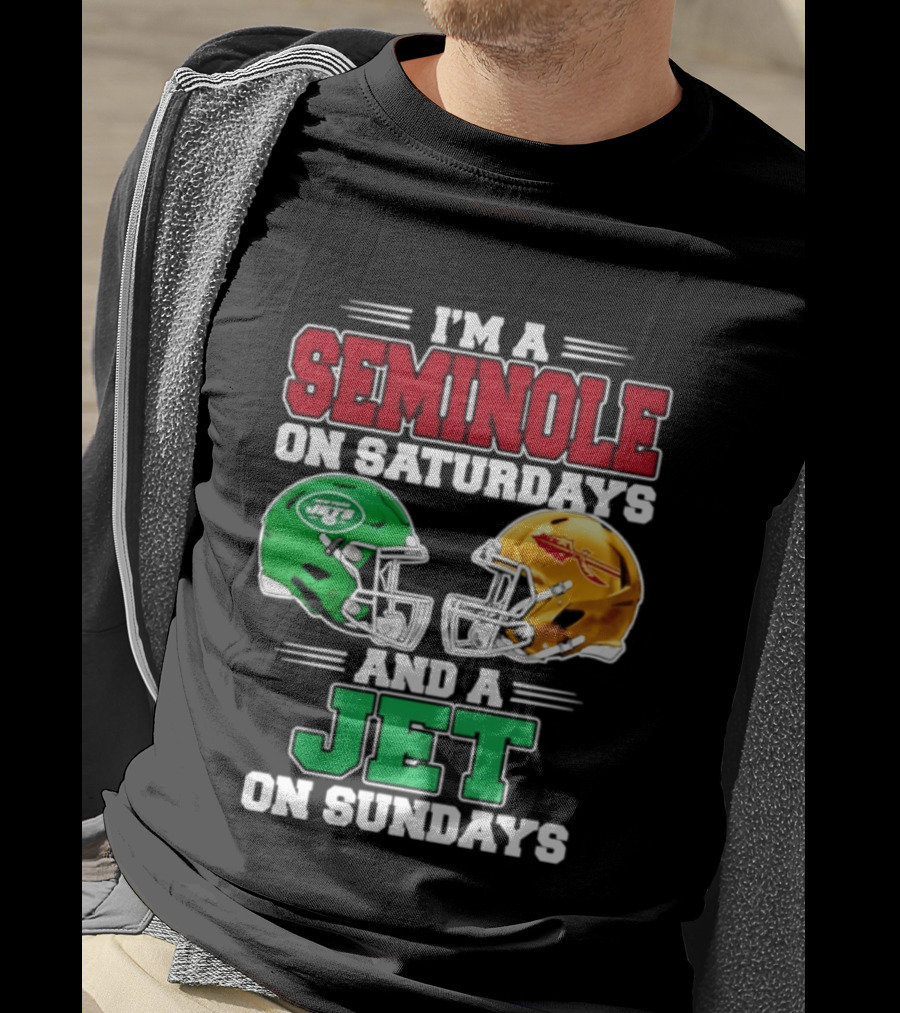I'm A Seminole On Saturdays And A Jet On Sundays Football Helmets T-Shirt