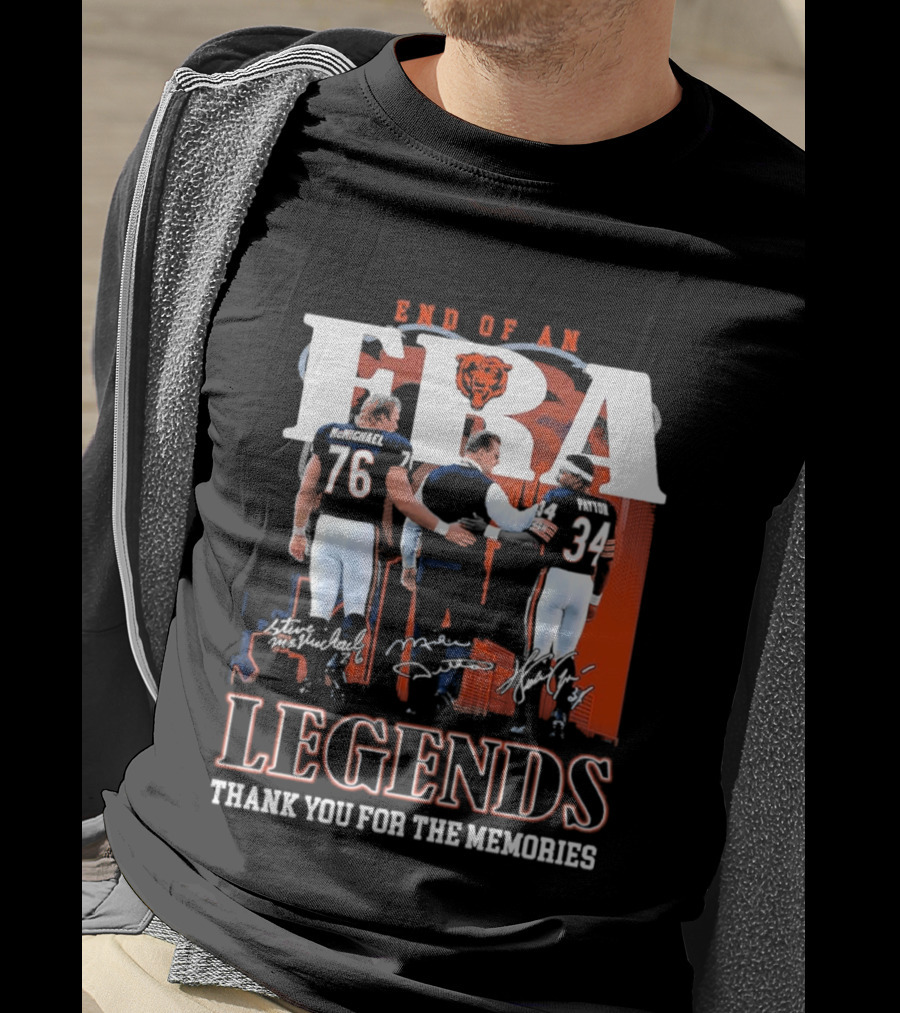 End Of An Era Legends Thank You For The Memories Bears Football 76 34 T-Shirt