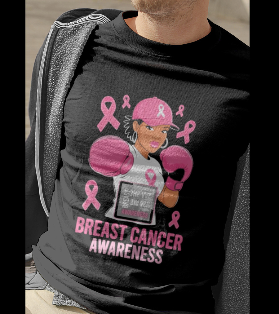 Breast Cancer Awareness Pink Boxing Fighter Empowerment T-Shirt