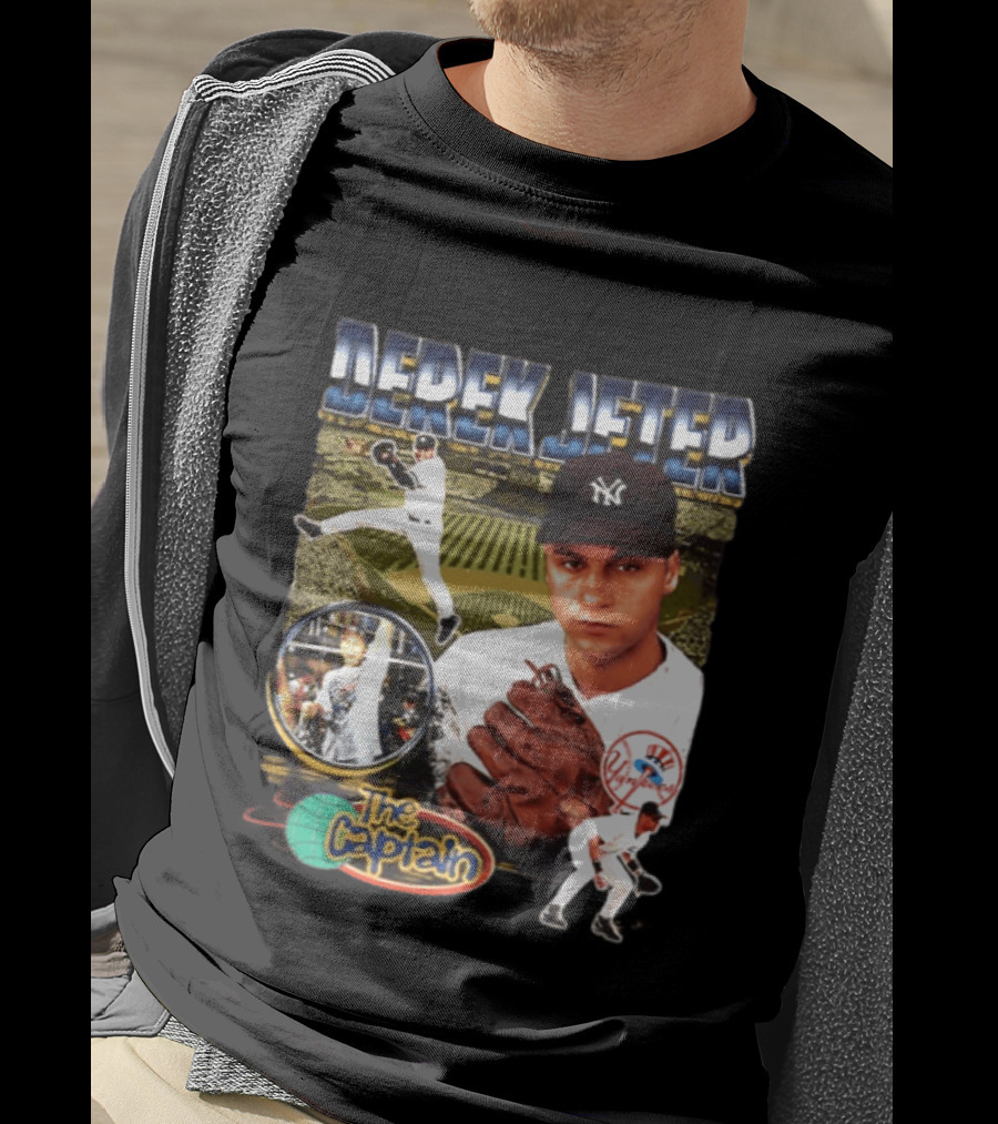 Derek Jeter New York Yankees The Captain MLB Player Tribute Two Sided T-Shirt