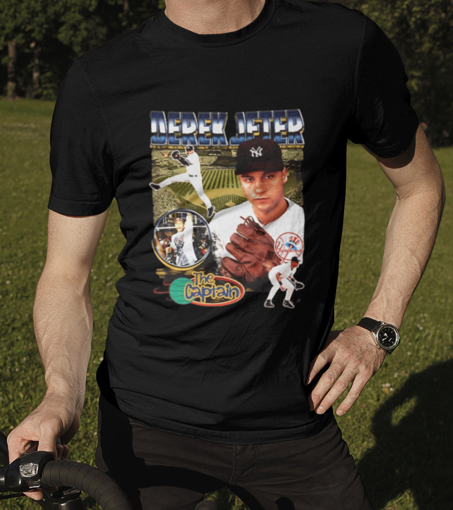 Derek Jeter New York Yankees The Captain MLB Player Tribute Two Sided T-Shirt