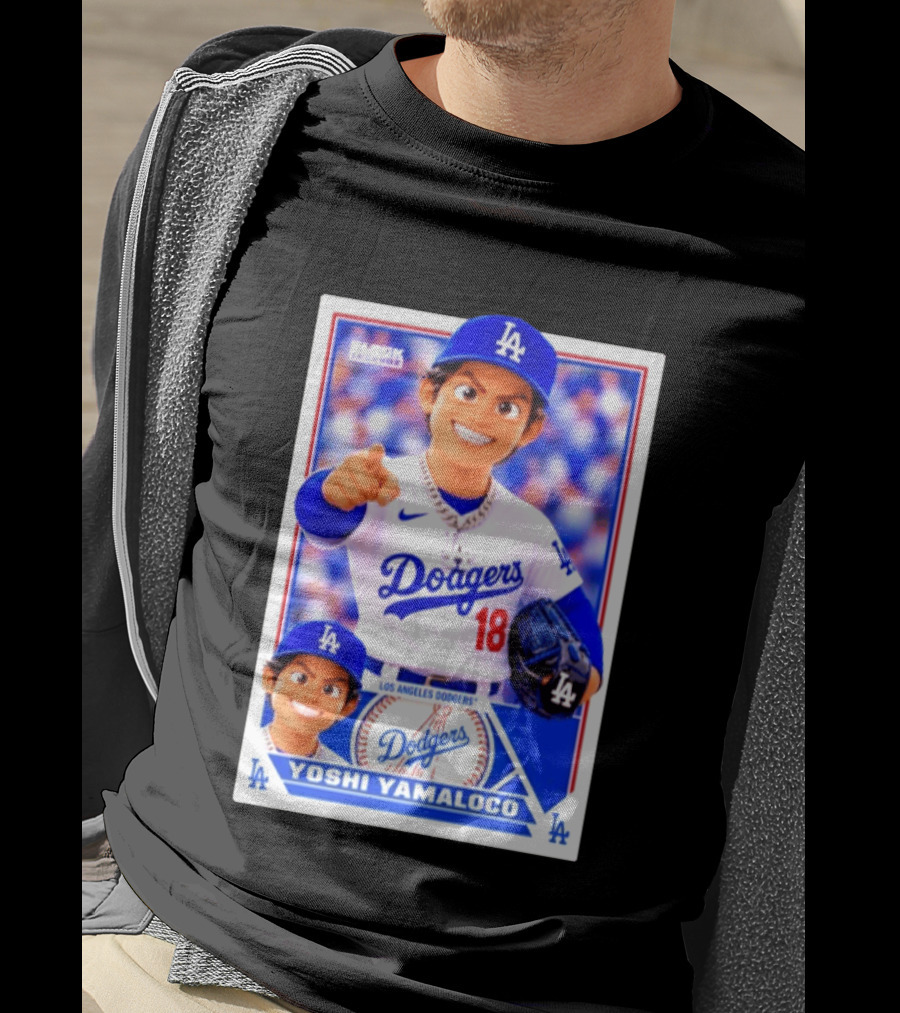 Block Legendz Yoshi Yamaloco Los Angeles Dodgers No 18 Baseball Card T-Shirt
