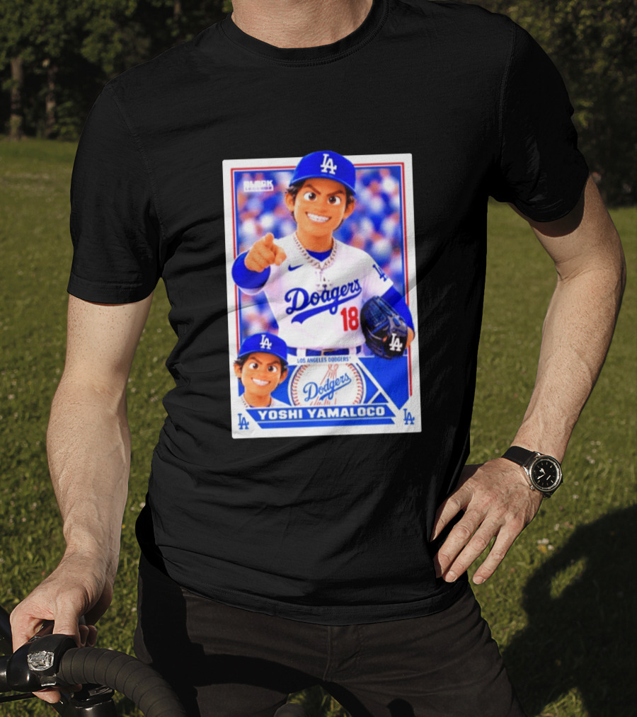 Block Legendz Yoshi Yamaloco Los Angeles Dodgers No 18 Baseball Card T-Shirt