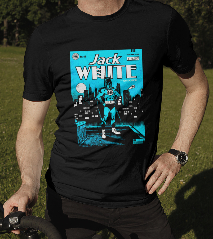 Jack White With Snooper Nashville TN 2026 Night 1 Live At The Truth October 9 Superhero Cityscape T-Shirt