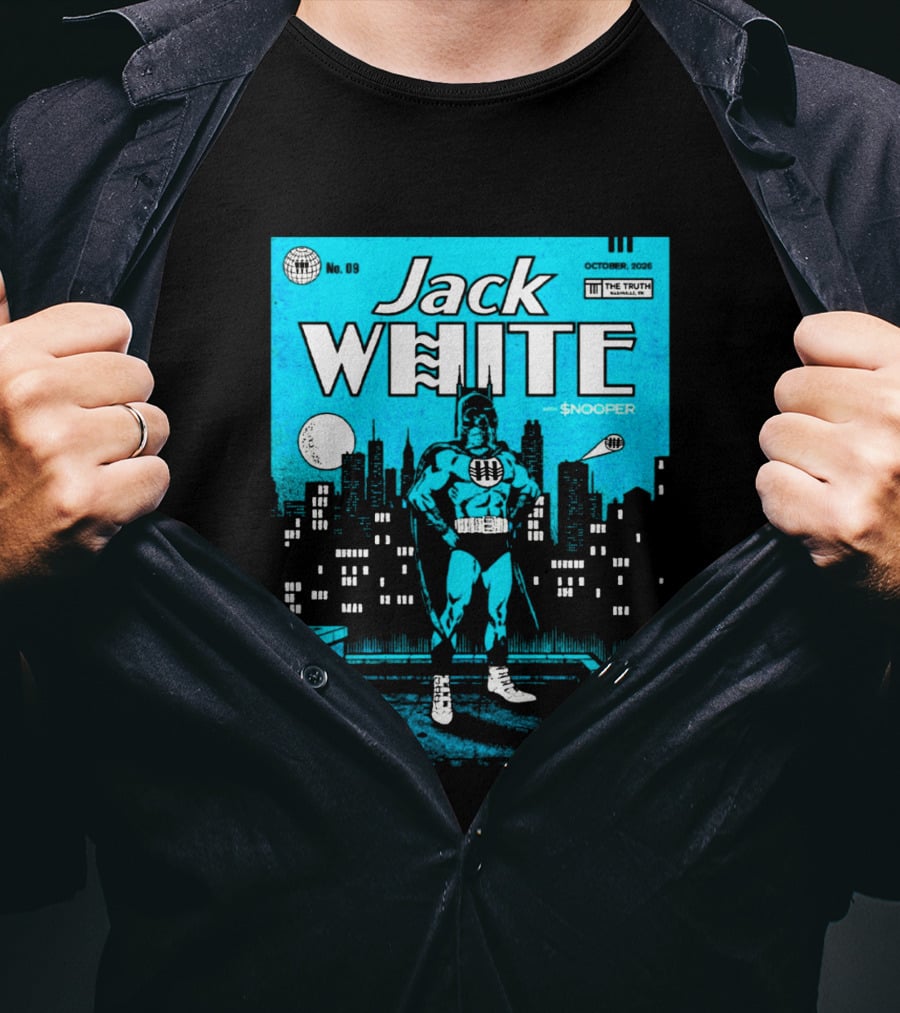 Jack White With Snooper Nashville TN 2026 Night 1 Live At The Truth October 9 Superhero Cityscape T-Shirt