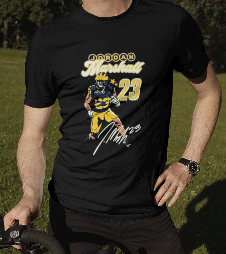 Jordan Marshall Michigan Wolverines 23 Player Signature T-Shirt