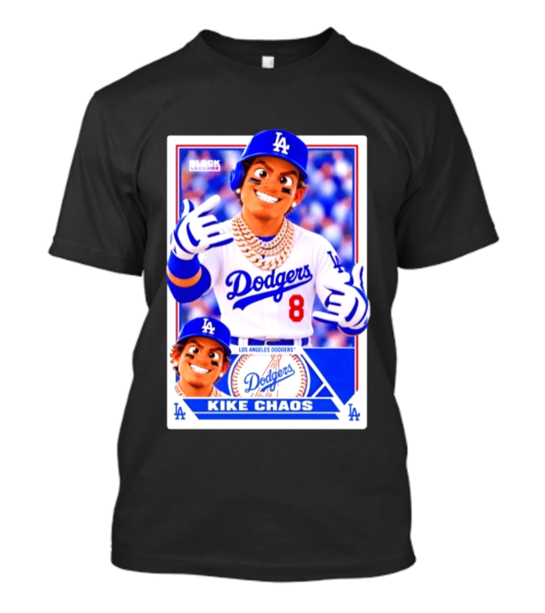 Kike Chaos Los Angeles Dodgers No 8 Block Legendz Baseball Card Dodgers LA T-Shirt