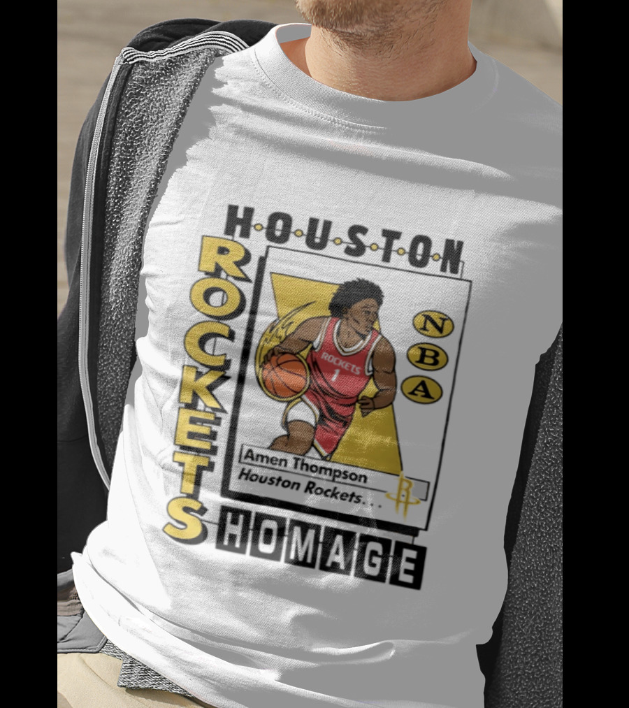 Amen Thompson Houston Rockets NBA Homage Trading Card T-Shirt