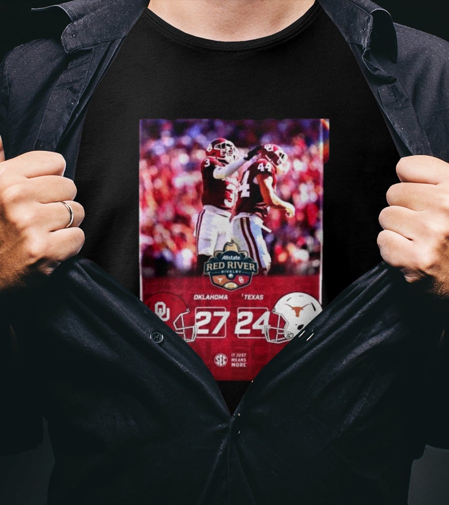 Allstate Red River Rivalry 2026 Oklahoma 27 Texas 24 Score Highlights T-Shirt