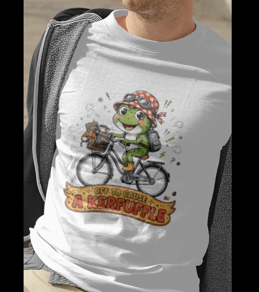 Frog On Bicycle Off To Cause A Kerfuffle Ride T-Shirt