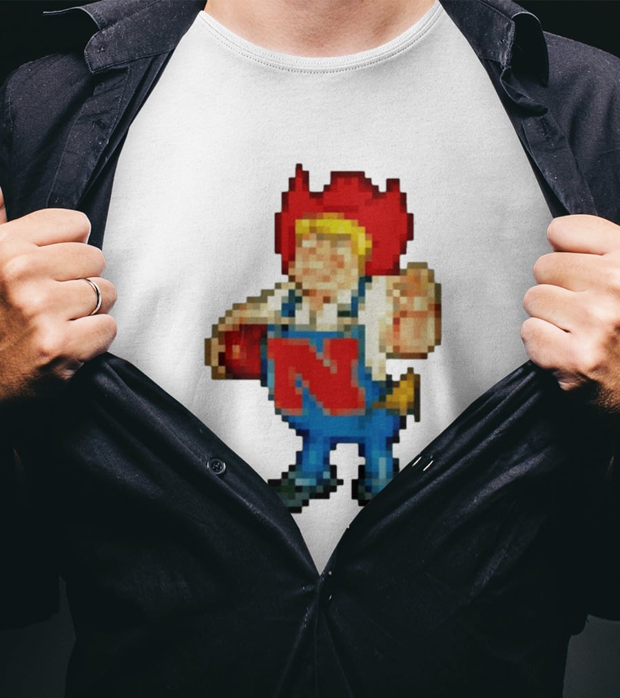 Herbie Husker Nebraska Cornhuskers Pixelated Character With Football T-Shirt