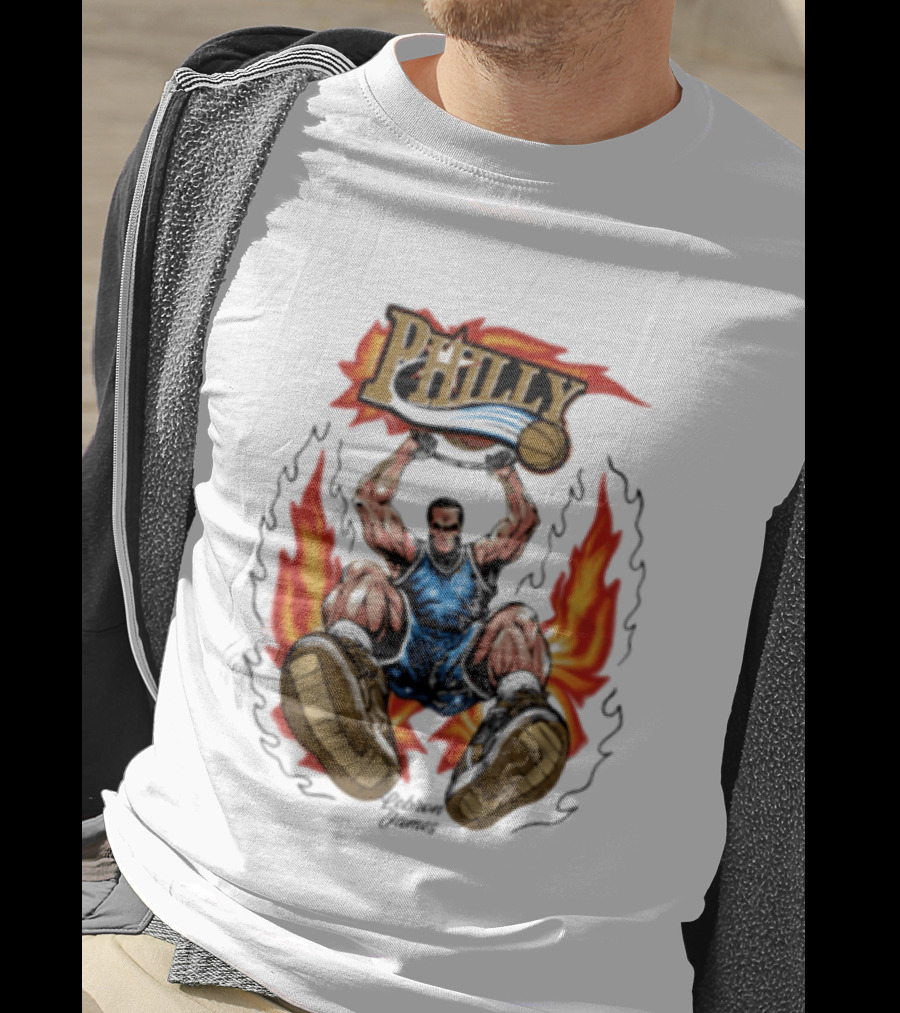 Philly Basketball Dunking Fireball Bootleg T-Shirt