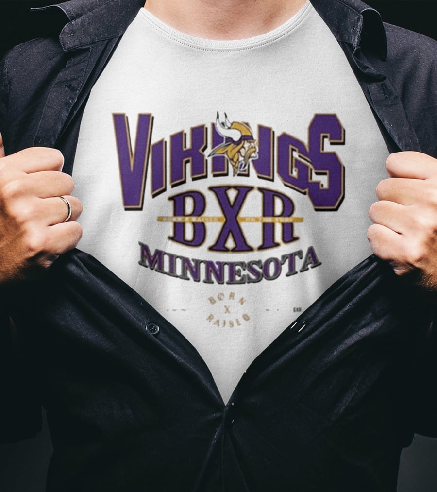 Minnesota Vikings BXR Born X Raised Football Sports T-Shirt