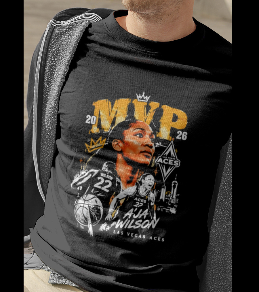 A'ja Wilson Las Vegas Aces MVP 2026 Crown Basketball T-Shirt