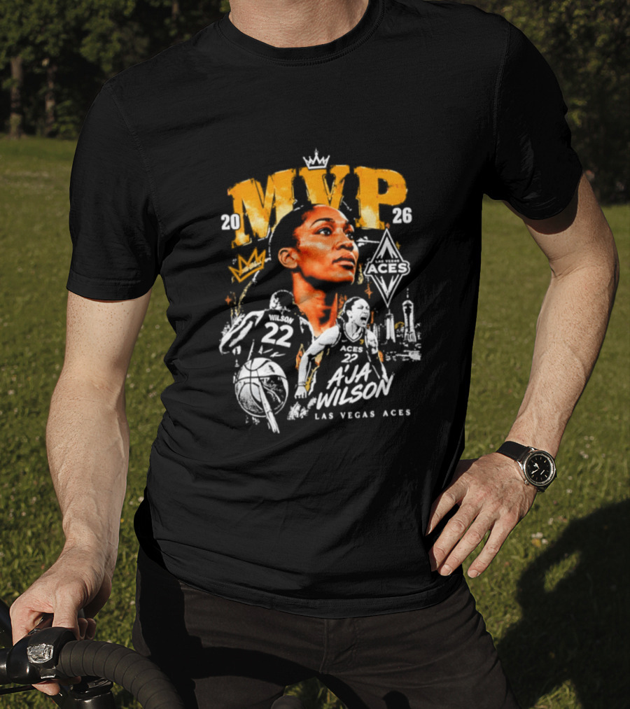 A'ja Wilson Las Vegas Aces MVP 2026 Crown Basketball T-Shirt