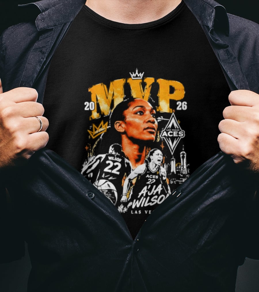 A'ja Wilson Las Vegas Aces MVP 2026 Crown Basketball T-Shirt