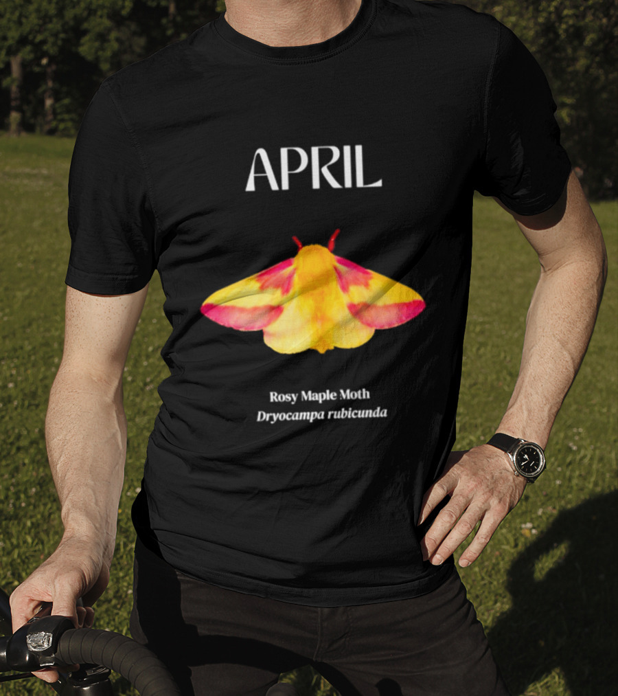 April Rosy Maple Moth Dryocampa Rubicunda Vibrant Yellow Pink Insect T-Shirt