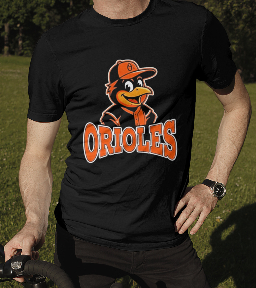 Baltimore Orioles Bird Cartoon Logo With Mascot Hat T-Shirt